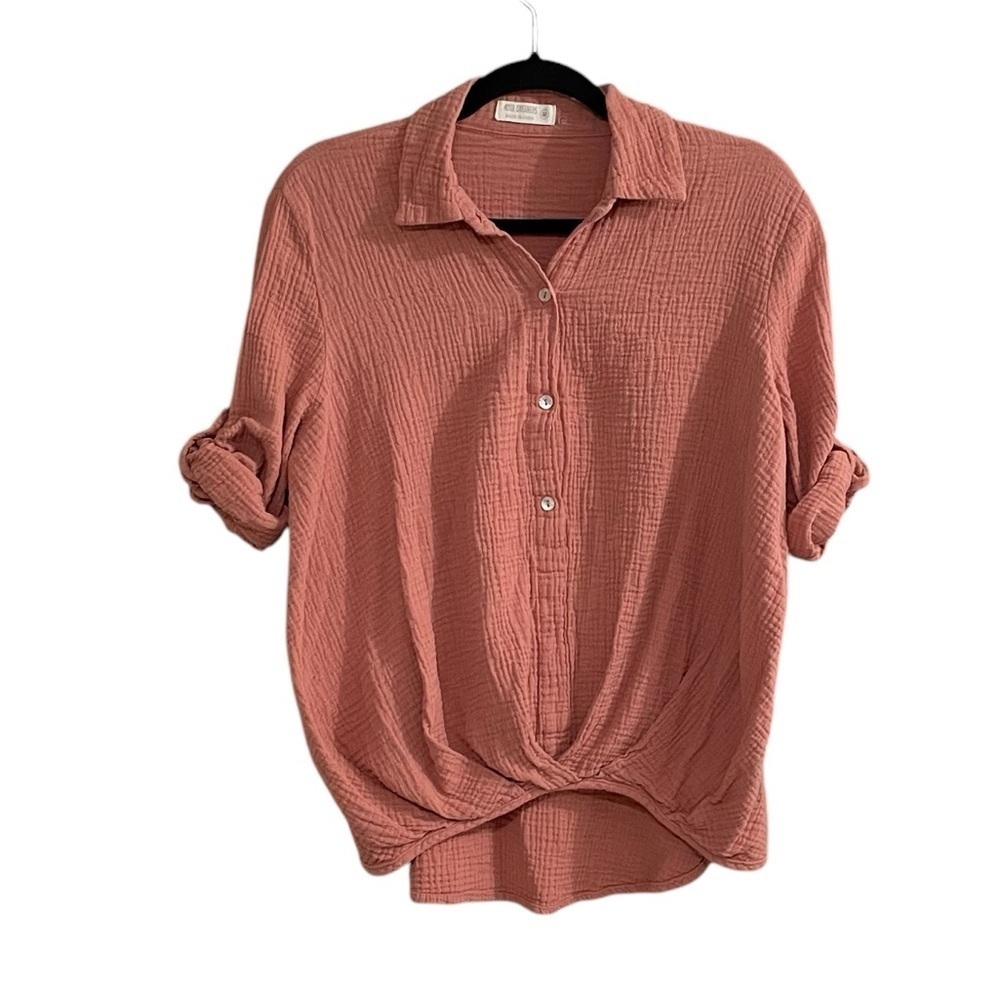4OUR DREAMERS Linen Oversized Blouse Putty Clay M - Picture 3 of 5